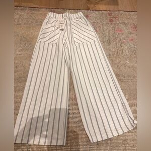 Zara Kids White and Black Striped Wide Leg Pants